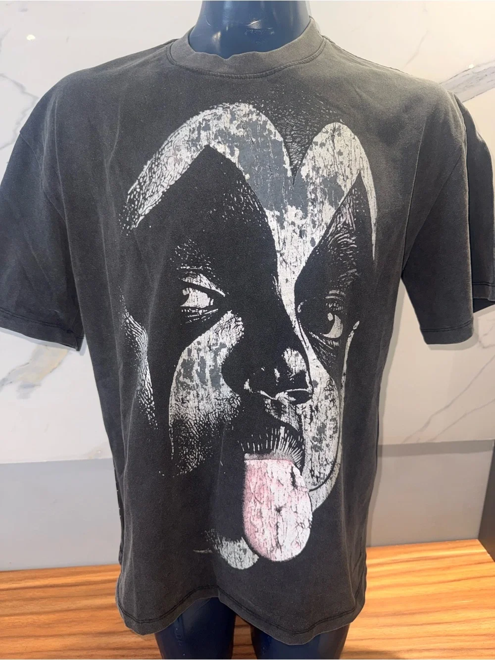 Hellstar black Graphic Face  T‑Shirt with Pink Tongue - Hellstar